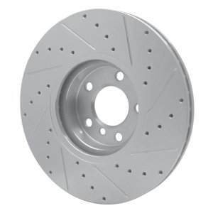 BMW X5 Brake Rotor (1) - Front Left - R1 Concepts - Drilled & Slotted - Silver - `07-`18